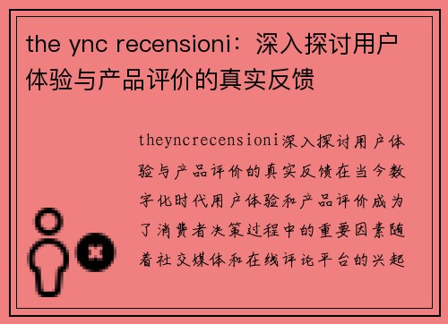 the ync recensioni：深入探讨用户体验与产品评价的真实反馈